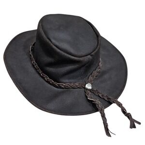 Suede Leather Outback Cowboy Hat Braided Band Western Style‎ Medium